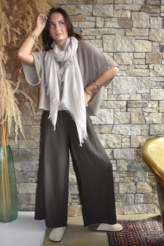 Basso Shirring Wide Leg Pant Chocolate - /20 pre order 1 week